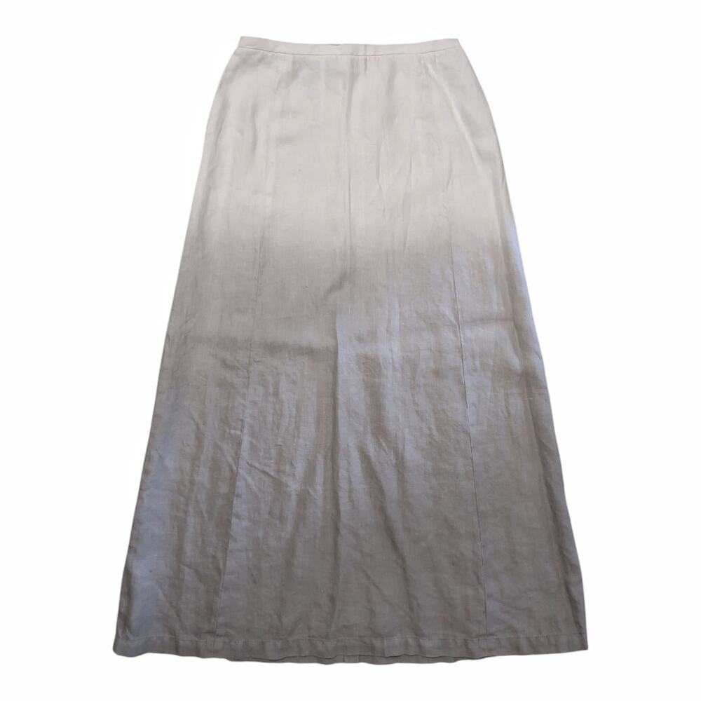 Lafayette 148 Ombre A-line Maxi Skirt Size 6 White Gray Linen Natural